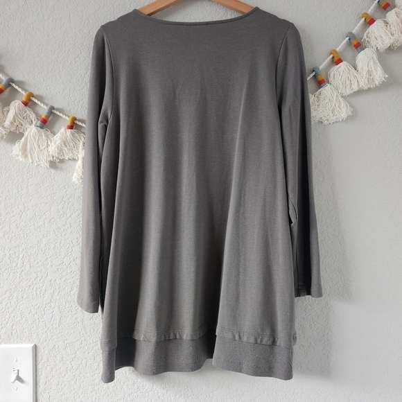 Pure J.jill Gray Jersey Knit Cotton Tunic Pullover Top Minimalist Modest L/P - Picture 8 of 10